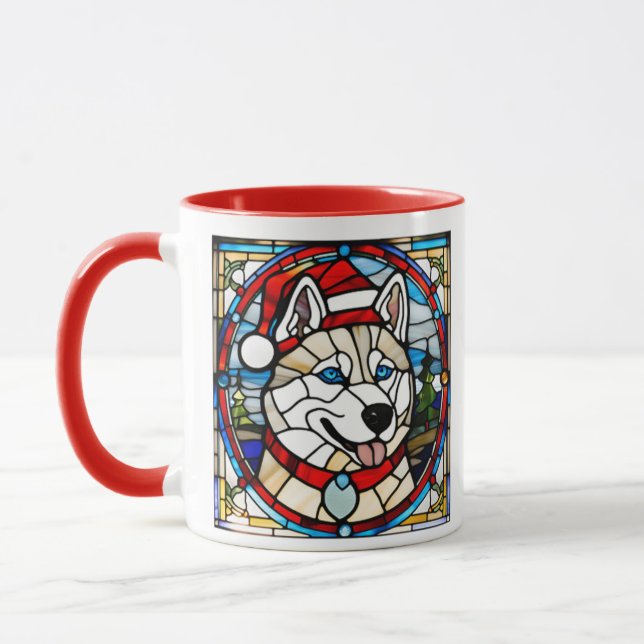 Siberian Husky Stained Glass mug. Mug (Left)
