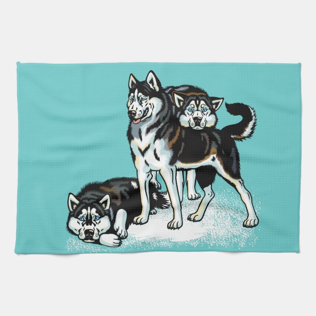 siberian husky tea towel (Horizontal)