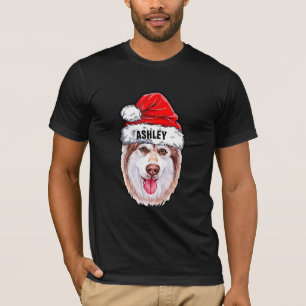 Siberian husky Terrier Christmas Hat Dog Big T-Shirt