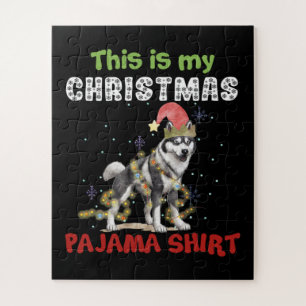 Siberian Husky This Is My Christmas Pajama Xmas Jigsaw Puzzle