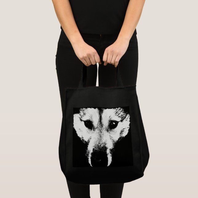 Siberian Husky Tote Bag Husky Wolf Beach Bags (Front (Product))