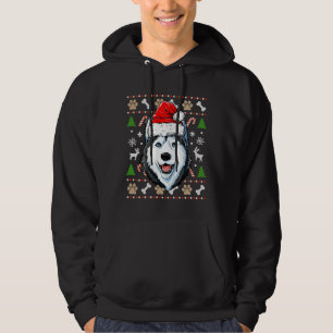 Siberian Husky Ugly Christmas Dog Santa Hat Xmas B Hoodie