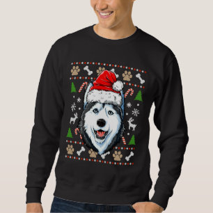 Siberian Husky Ugly Christmas Dog Santa Hat Xmas B Sweatshirt