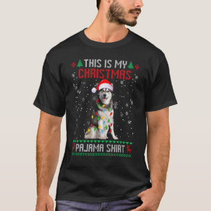 Siberian Husky Ugly Christmas Tree Lights Family X T-Shirt