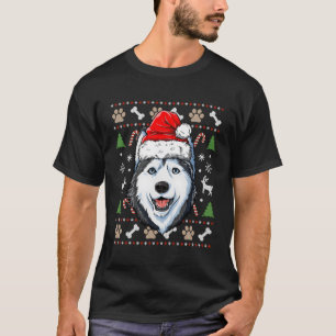 Siberian Husky Ugly Dog Santa Hat Xmas Boys Kids F T-Shirt