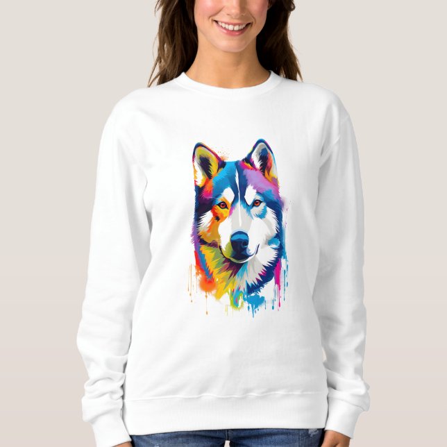 Siberian Husky Vibrant and Colourful Sweatshirt (Front)
