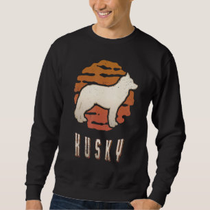 Siberian Husky Vintage Retro Classic Dog Sunset Sweatshirt