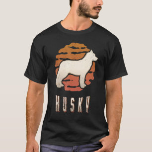 Siberian Husky Vintage Retro Classic Dog Sunset T-Shirt