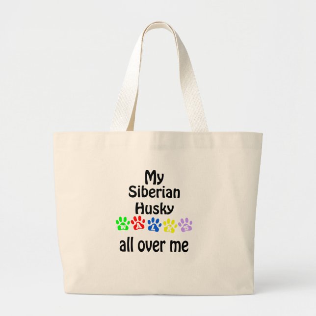 Siberian Husky Walks Design Large Tote Bag (Front)