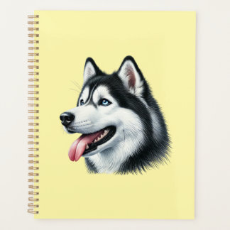 Siberian Husky Watercolor Portrait  Planner