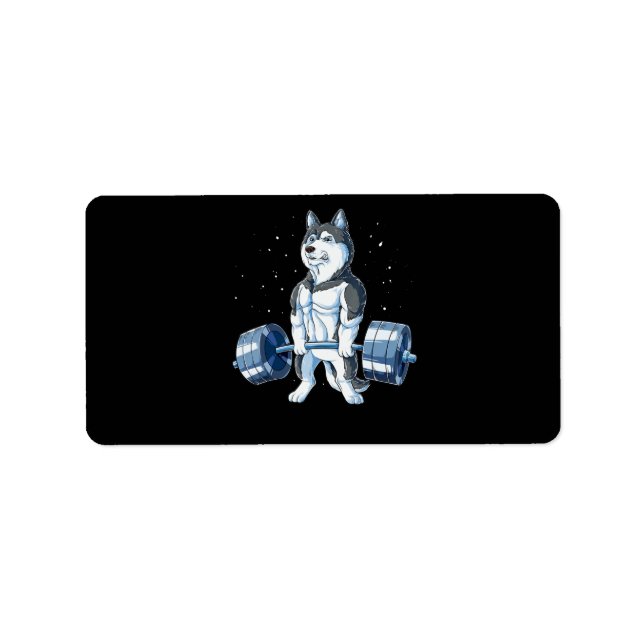 Siberian Husky Weightlifting Funny Deadlift Men Label (Front)