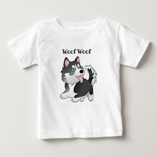 Siberian Husky Woof Woof Baby T-Shirt (Front)