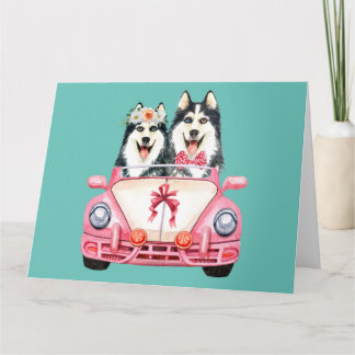 Siberian Husky's Wedding Design Card