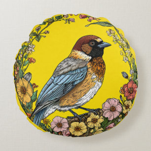 Siberian jay bird Wildlife Swallow Decorative Round Cushion