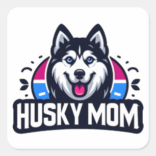 Siberian Spirit: Nurturing Love as a Husky Dog Mum Square Sticker