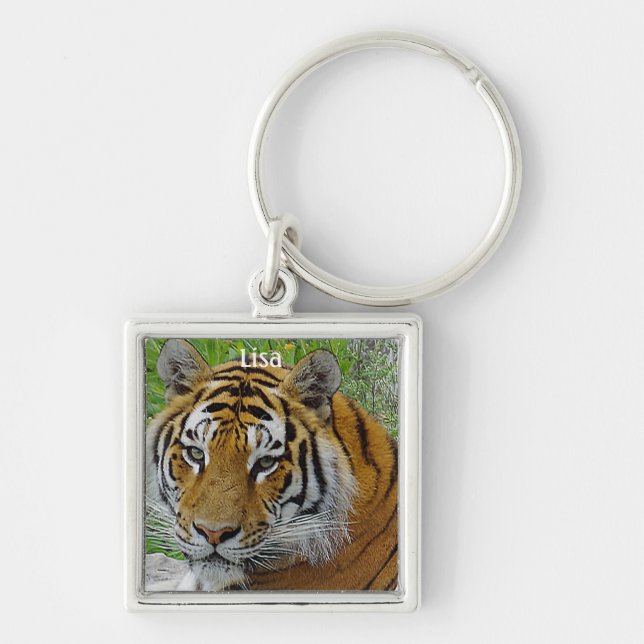 Siberian Tiger Closeup Photo of Face Key Ring (Front)