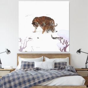 Siberian tiger in snow canvas print