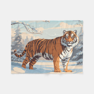 Siberian Tiger in Woods Fleece Blanket