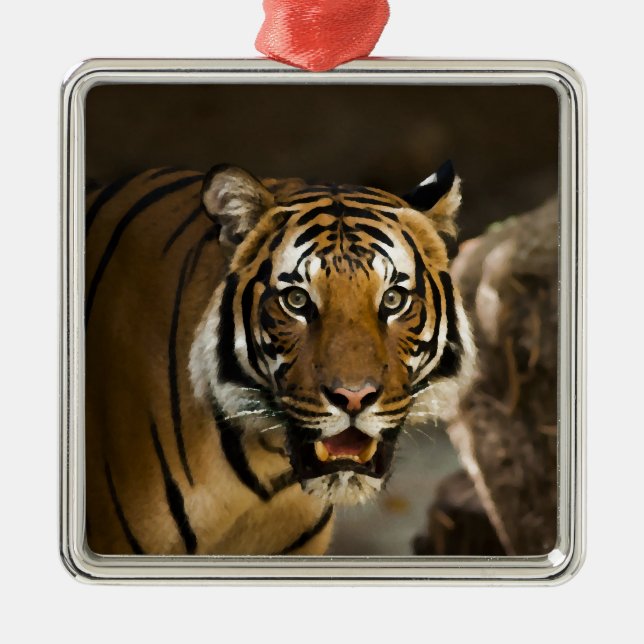 Siberian Tiger Metal Tree Decoration (Front)