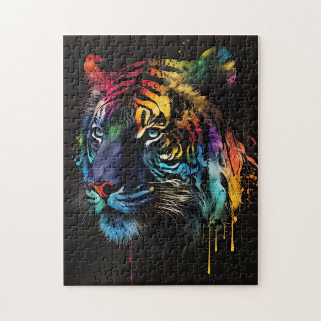 Siberian Tiger Puzzle, Rainbow Colours   Jigsaw Puzzle (Vertical)