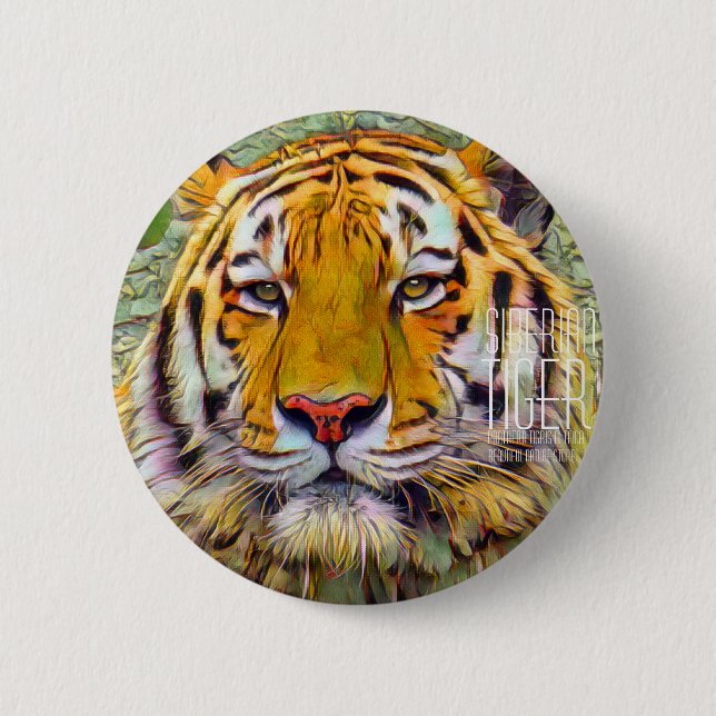 Siberian Tiger [Round Tin Badge] 6 Cm Round Badge (Front)