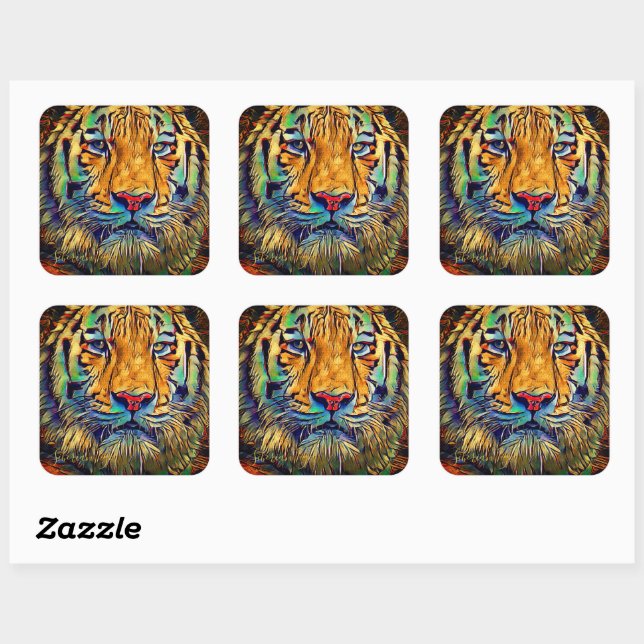 Siberian Tiger [Square Seal] Square Sticker (Sheet)