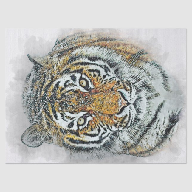 Siberian Tiger Watercolor Tissue Paper (Front)
