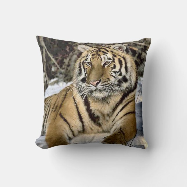 Siberian Tiger Wildlife Lovers Cushion (Front)