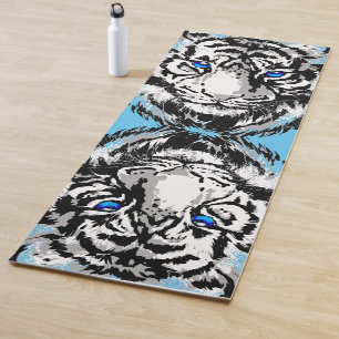 Siberian White Tiger Head - Tiger Blue Eyes Yoga Mat