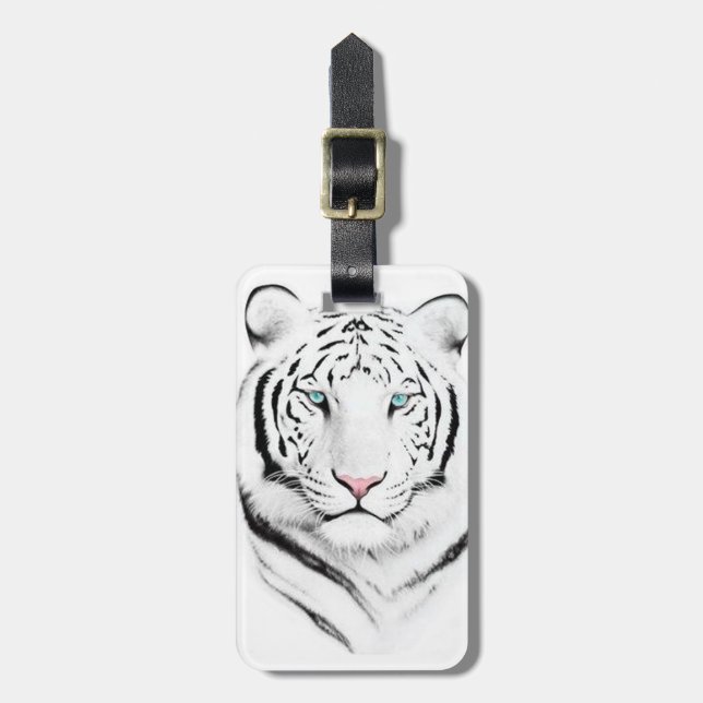 Siberian White Tiger Luggage Tag (Front Vertical)