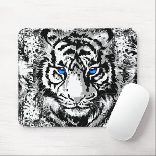 Siberian White Tiger - Tiger Blue Eyes Mousepad 