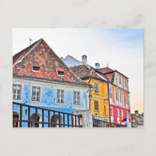Sibiu buildings postcard