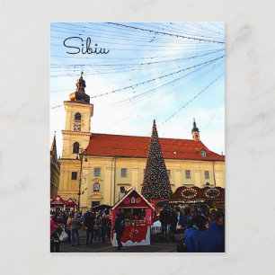 Sibiu Christmas Market Holiday Postcard