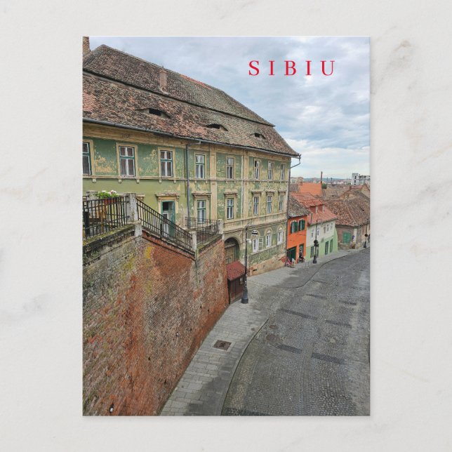 Sibiu old buildings view postcard (Front)