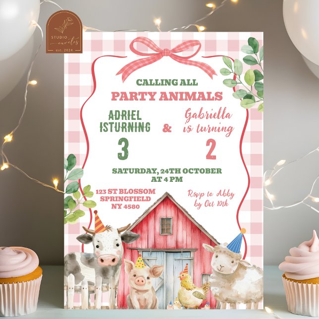 Sibling Birthday Farm Invitation (Creator Uploaded)