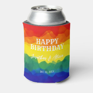 Sibling Colourful Rainbow Joint Birthday Can Cooler