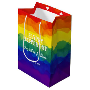 Sibling Colourful Rainbow Joint Birthday  Medium Gift Bag