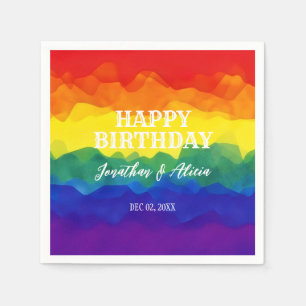 Sibling Colourful Rainbow Joint Birthday  Napkin