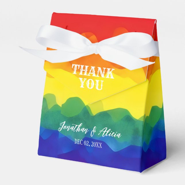 Sibling Colourful Rainbow Joint Birthday Thank You Favour Box (Front Side)
