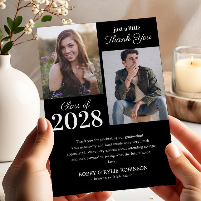 Sibling Joint Graduation Party Thank You Card (Creator Uploaded)