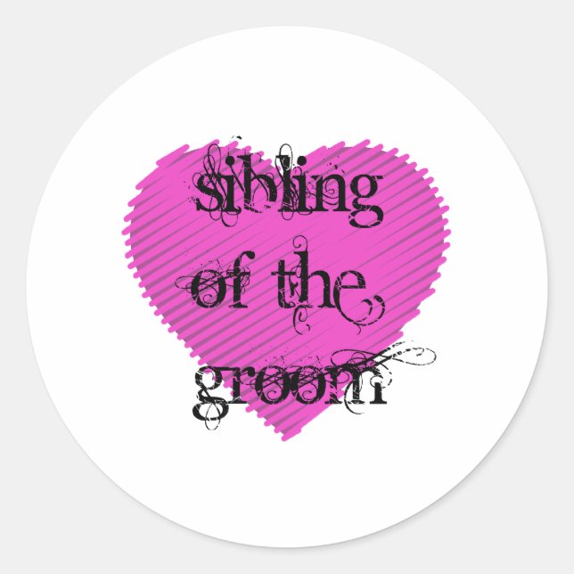 Sibling of the Groom Classic Round Sticker (Front)