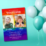 Sibling Photo Colourful Rainbow Joint Birthday  Invitation<br><div class="desc">Joint birthday invitations featuring a colourful rainbow background,  with vibrant typography and two photos of your choice.</div>