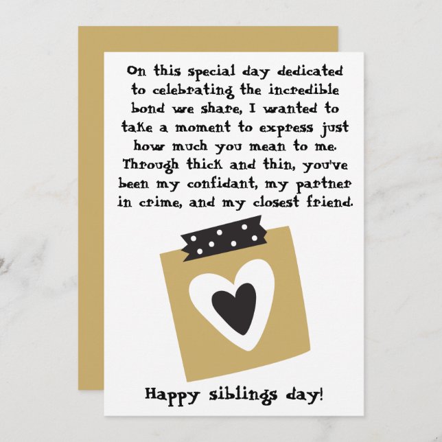 Siblings Day / Birthday Brothers Sisters Greeting  Card (Front/Back)