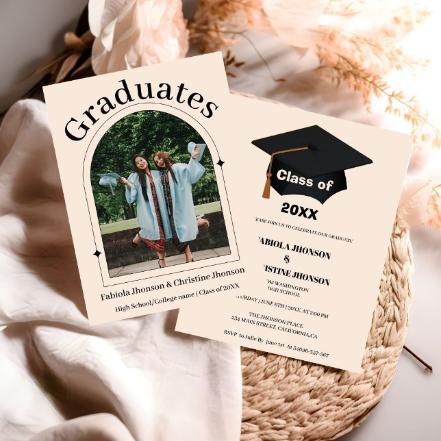 Siblings Rose gold 2023 graduation announcement (Creator Uploaded)
