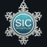 SIC NJ Sea Isle City New Jersey Beach Tag<br><div class="desc">SIC NJ Sea Isle City New Jersey Beach Tag Snowflake Pewter Christmas Ornament  -</div>