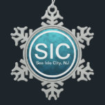 SIC NJ Sea Isle City New Jersey Beach Tag Snowflake Pewter Christmas Ornament<br><div class="desc">SIC NJ Sea Isle City New Jersey Beach Tag Snowflake Pewter Christmas Ornament  -</div>