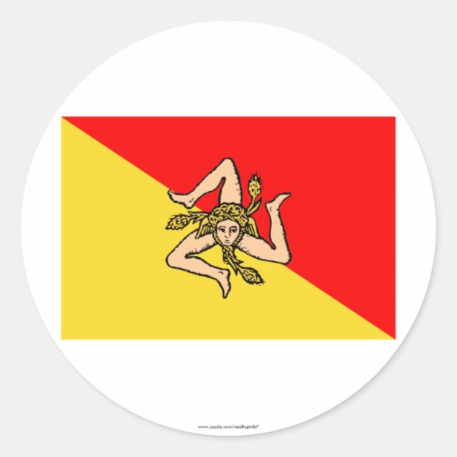 Sicilia flag classic round sticker (Front)