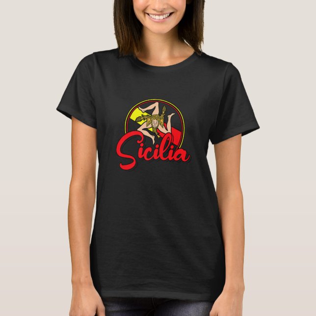 Sicilia Flag Sicily Palermo Italy  18 T-Shirt (Front)