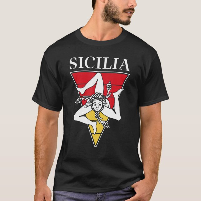 Sicilia Flag Sicily Palermo Italy 33 T-Shirt (Front)