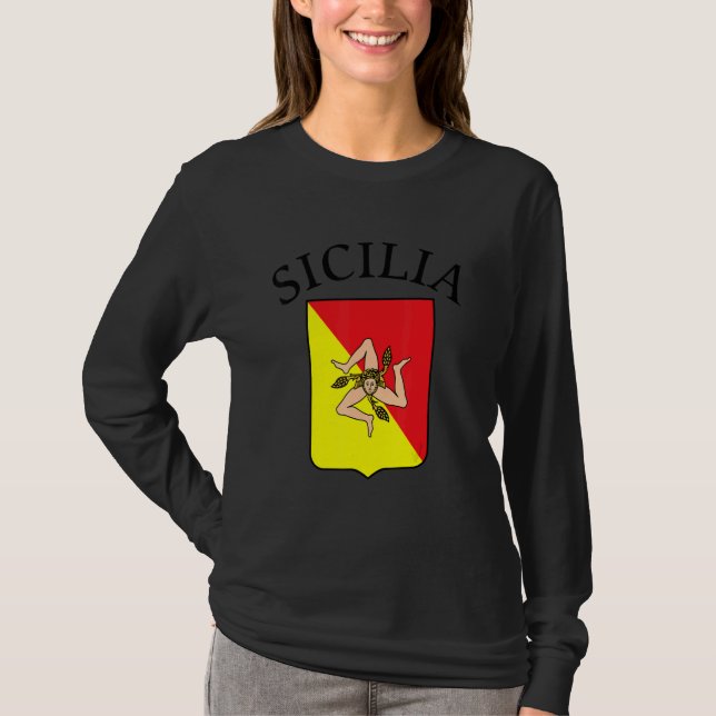Sicilia Flag Sicily Palermo Italy 5 T-Shirt (Front)